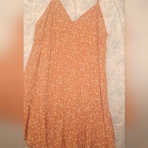 Orange Floral Midi Dress